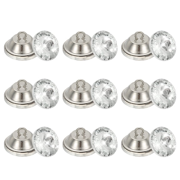 Uxcell 25 Pcs Rhinestone Crystal Buttons, 30mm Upholstery Tufting Buttons with Metal Loop for Sewing Sofa Bed Headboard DIY Crafts Decoration (Cubic)