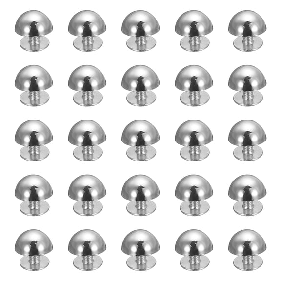 Uxcell 25 Pcs Round Studs Rivets, 10mm Metal Decoration Screw Back Studs, Silver