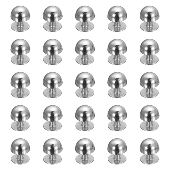 Uxcell 25 Pcs Round Studs Rivets, 8mm Metal Decoration Screw Back Studs, Silver