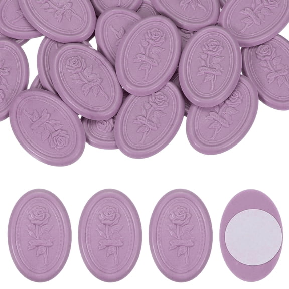 Uxcell 25 Pcs Wax Seal Stickers, Self Adhesive Rose Envelope Seal Stickers, Purple