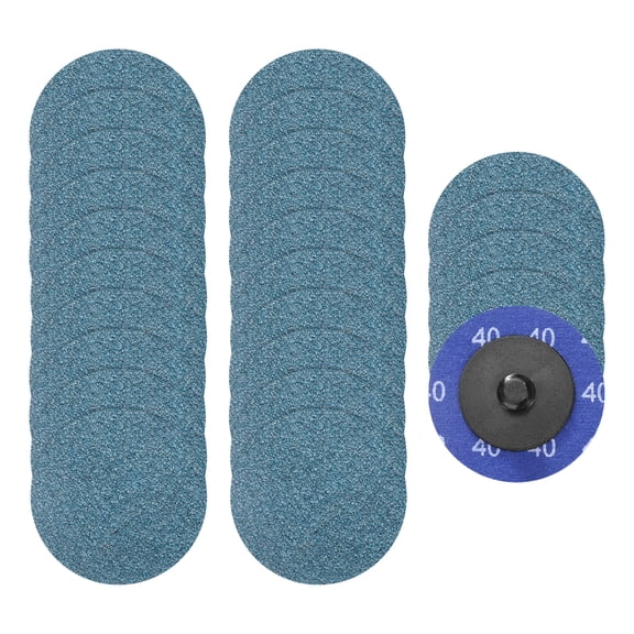 Uxcell 25 Pcs Zirconia Die Grinder Sanding Disc 2", 40 Grit Roll Lock Quick Change Sanding Discs for Surface Prep Deburr Polish Rust Paint Removal, Blue