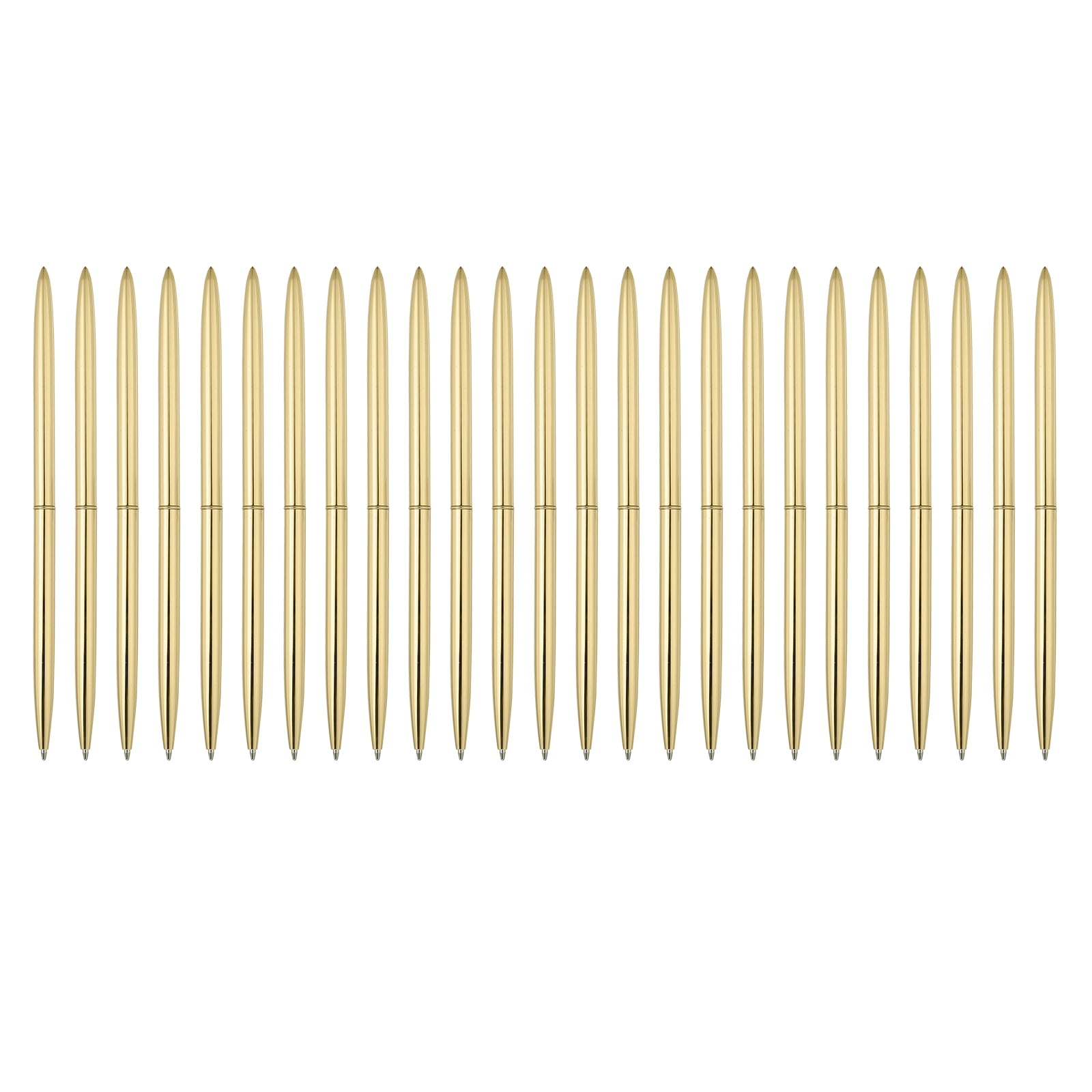 Uxcell 25 Piece Slim Metal Ballpoint Pen, 1.0 mm Retractable Metallic Twist Writing Pen for Home Office, Gold Tone