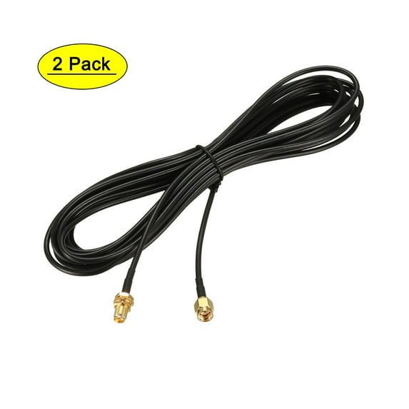 Uxcell 25 '' RG174 RP-SMA Male to RP-SMA Female Antenna Extension Cable Longer Length Metal Black 2pcs