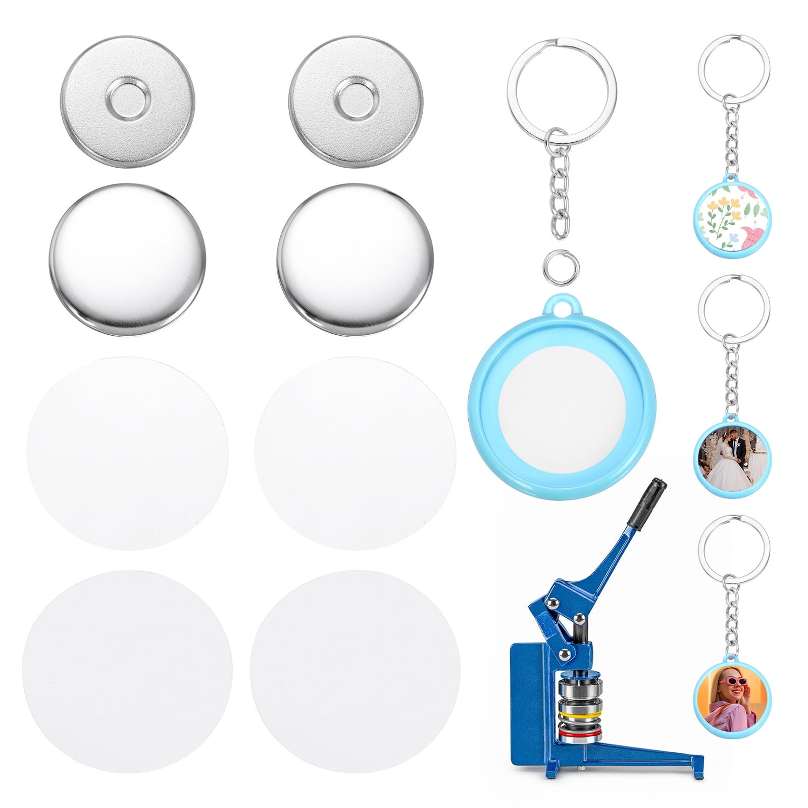 Uxcell 25 Sets Button Maker Supplies 25mm / 0.98 Inch Blank Badge Button Parts Badge Parts with Blank Paper for Hand Press Crafts Making Double-Sided Keychain, Blue