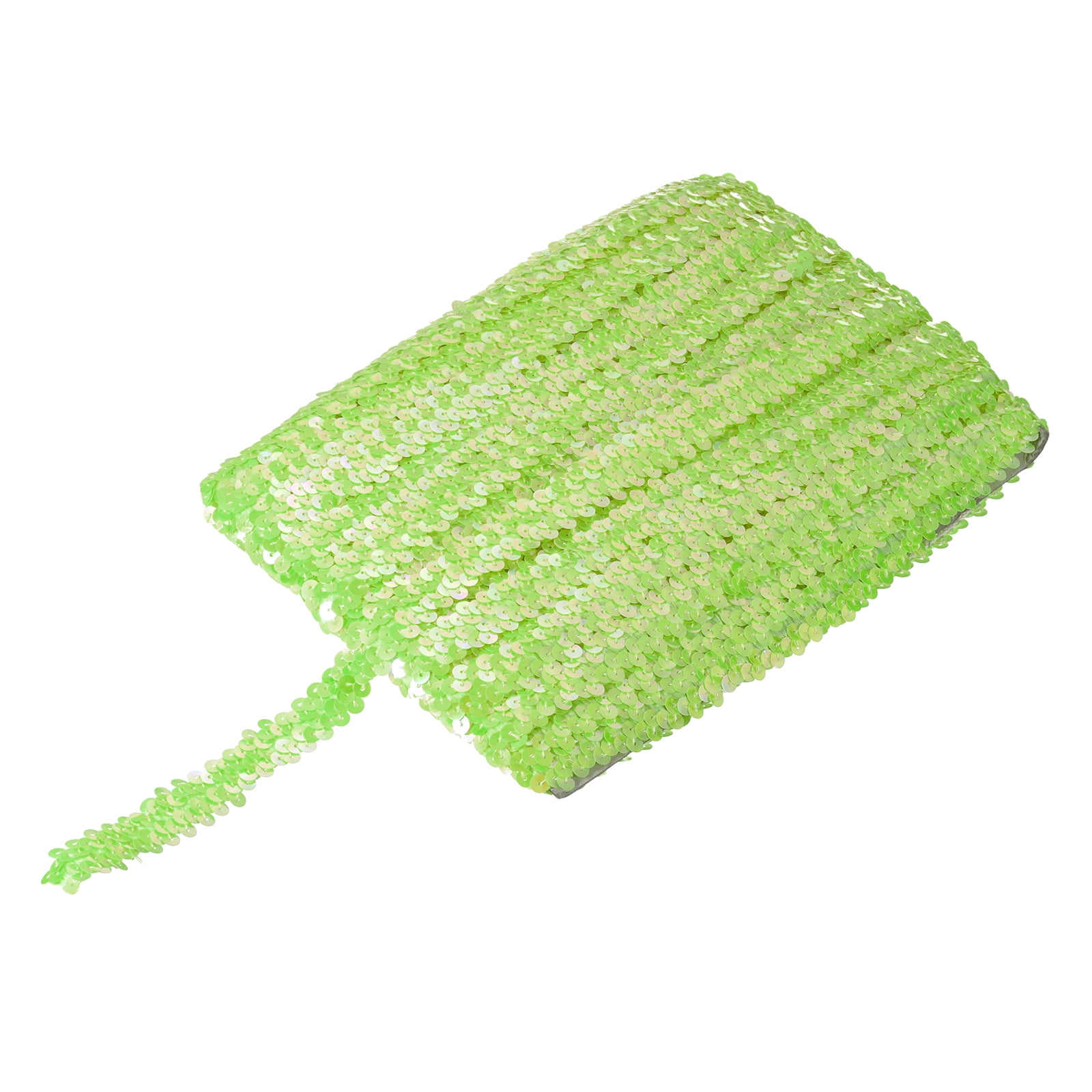 Uxcell 25 Yards 0.8 Inch Elastic Sequins Trim Flat Sequin Strip Paillette Fabric Ribbon for Crafts DIY Fringe Sewing Green Yellow