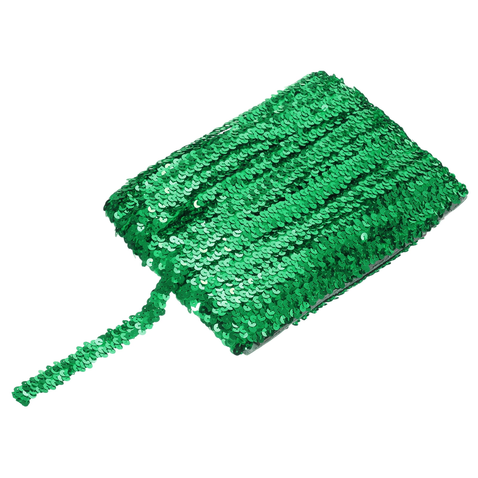 Uxcell 25 Yards 0.8 Inch Elastic Sequins Trim Flat Sequin Strip Paillette Fabric Ribbon for Crafts DIY Fringe Sewing Green