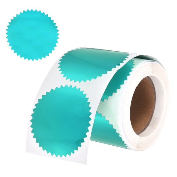Uxcell 250 Pcs Embossing Stickers, 2' Serrated Edge Foil Seal Stickers Blank Self Adhesive Sealing Labels for Packaging, Certificates, Envelopes, Package, Book, Invitation, Green