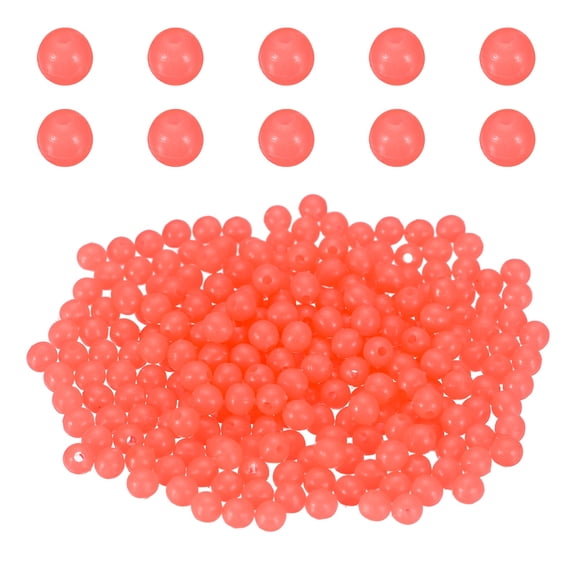 Uxcell 250 Pcs Glow Fishing Beads, 3mm Plastic Luminous Round Hard Bait Egg Lure Rigs Freshwater Saltwater for Fishing Rigs for Catfish Rig Outdoor Tackle Tool, Red