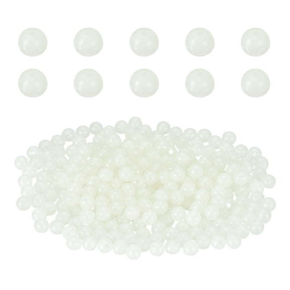 Uxcell 250 Pcs Glow Fishing Beads, 4mm Plastic Luminous Round Hard Bait Egg Lure Rigs Freshwater Saltwater for Fishing Rigs for Catfish Rig Outdoor Tackle Tool, White