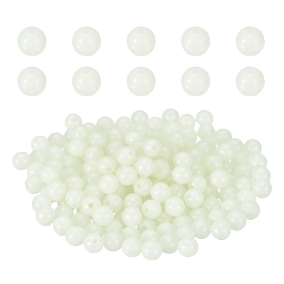 Uxcell 250 Pcs Glow Fishing Beads, 7mm Plastic Luminous Round Hard Bait Egg Lure Rigs Freshwater Saltwater for Fishing Rigs for Catfish Rig Outdoor Tackle Tool, White