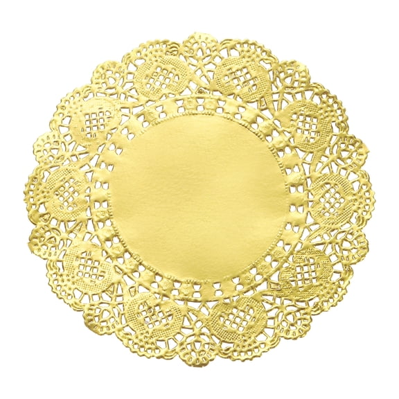 Uxcell 250 Pcs Paper Doilies 5.5 Inch Round Lace Decorative Placemats Disposable Papers for Food Parties, Gold