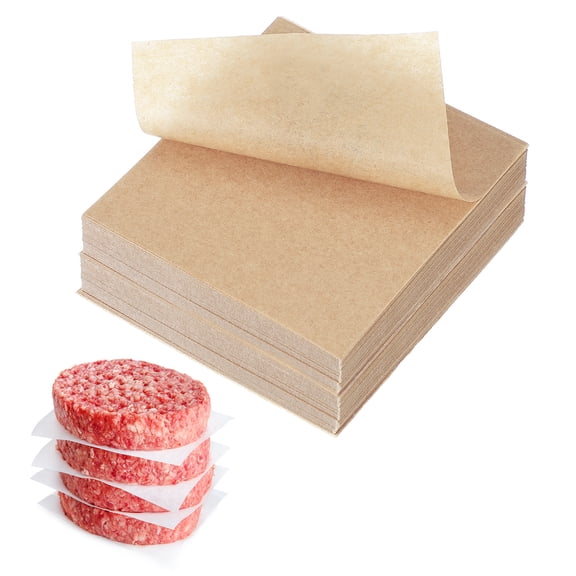 Uxcell 500 Pcs Unbleached Parchment Paper Baking Sheets Squares, 2.8 Inch Hamburger Patty Paper, Non Stick Parchment Pulp Paper for Baking Grilling or Meat Storage, Wood Color