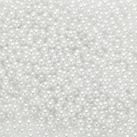 Uxcell 2500Pcs Faux Pearl for Crafting 6mm No Hole ABS Round Pearls Beads for Cosmetic Boxes DIY White
