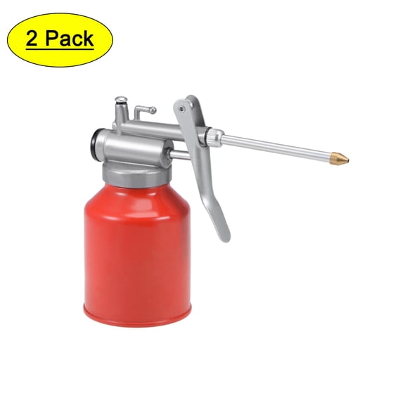 Uxcell 250ML Oil Can Pump Metal High-Pressure with Rigid Spout Thumb Pump Tool Red 2 Pack