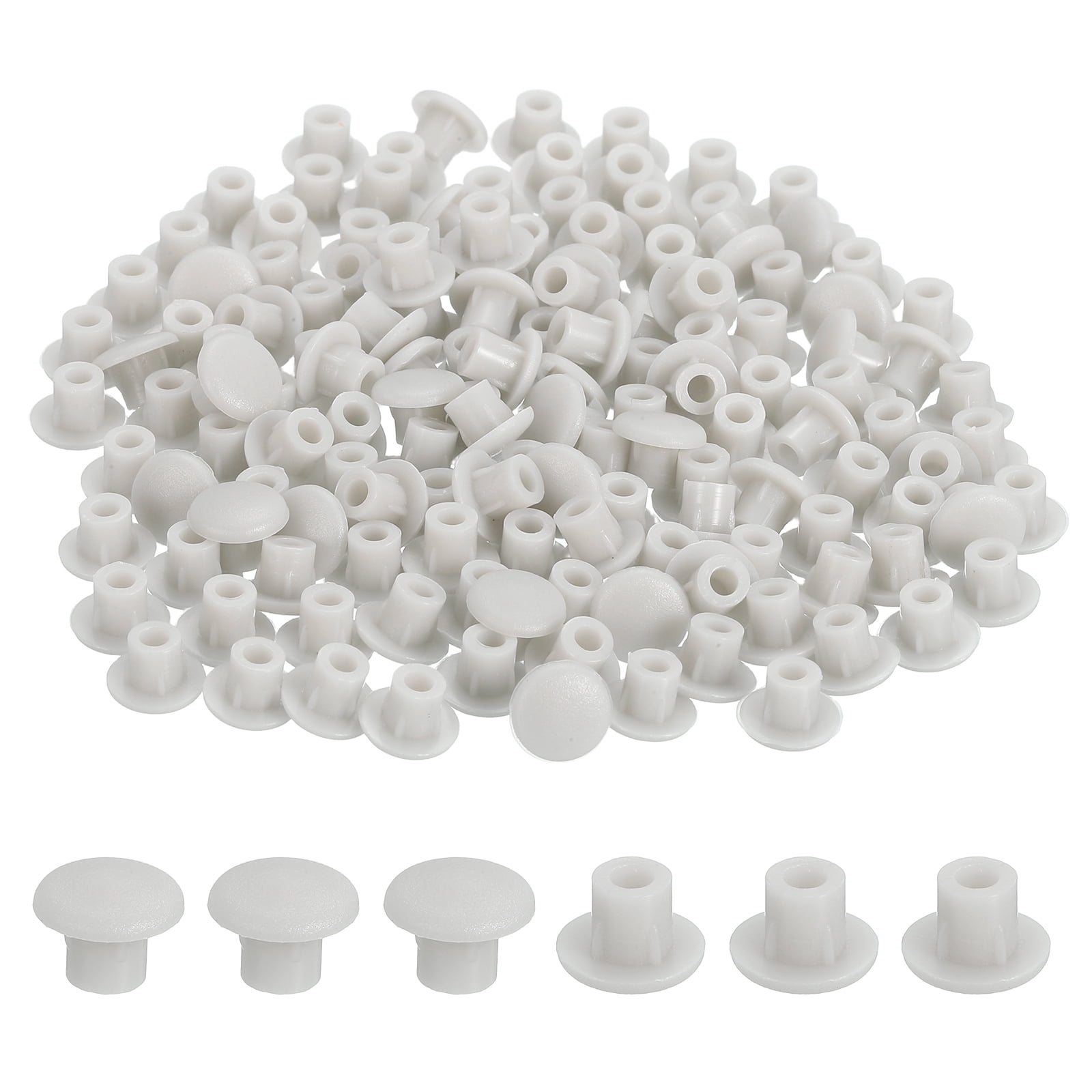 Uxcell 5mm Hole Plugs, Clear White Plastic Cap Covers For Cabinet, Bookshelf & Furniture Holes - 50 Pack - View #2