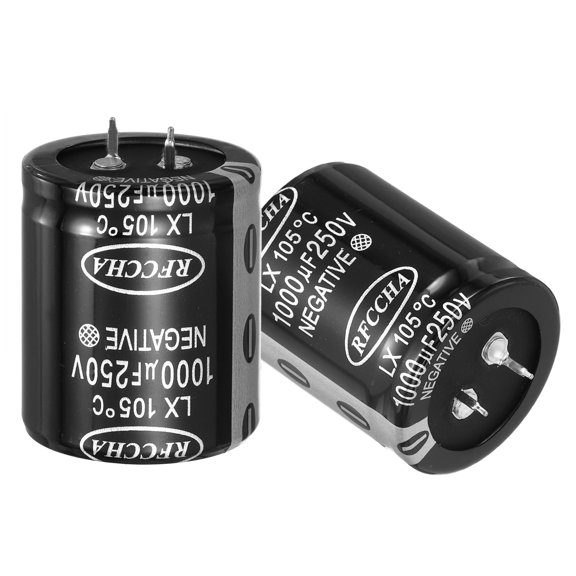Uxcell 250V 1000uF Snap in Electrolytic Capacitor, 2 pcs 2 Pin Audio Amplifier Aluminum Electrolytic Capacitor for Filter Audio Smart Home Appliances(Black,41.5x35mm)