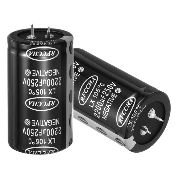 Uxcell 250V 2200uF Snap in Electrolytic Capacitor, 2 pcs 2 Pin Audio Amplifier Aluminum Electrolytic Capacitor for Filter Audio Smart Home Appliances(Black,61.5x35mm)