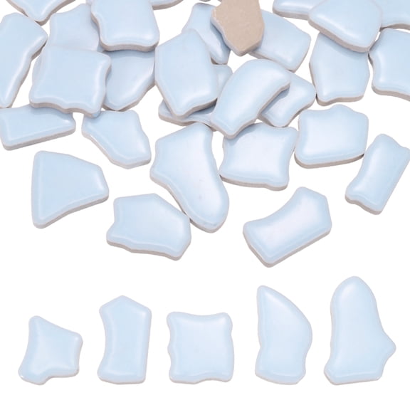 Uxcell 250g/0.55LB Irregular Ceramics Mosaic Tiles, 0.79"-1.57" Mosaic Stained Tile Broken Porcelain Pieces Stones Bulk for DIY Craft Making Vases Home Decoration, Grey Blue