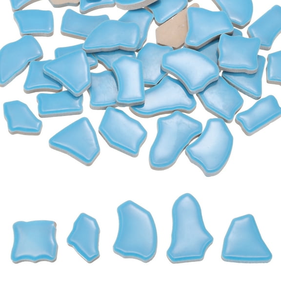 Uxcell 250g/0.55LB Irregular Ceramics Mosaic Tiles, 0.79"-1.57" Mosaic Stained Tile Broken Porcelain Pieces Stones Bulk for DIY Craft Making Vases Home Decoration, Lake Blue
