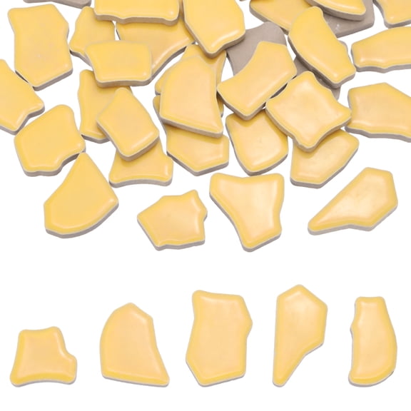 Uxcell 250g/0.55LB Irregular Ceramics Mosaic Tiles, 0.79"-1.57" Mosaic Stained Tile Broken Porcelain Pieces Stones Bulk for DIY Craft Making Vases Home Decoration, Ginger