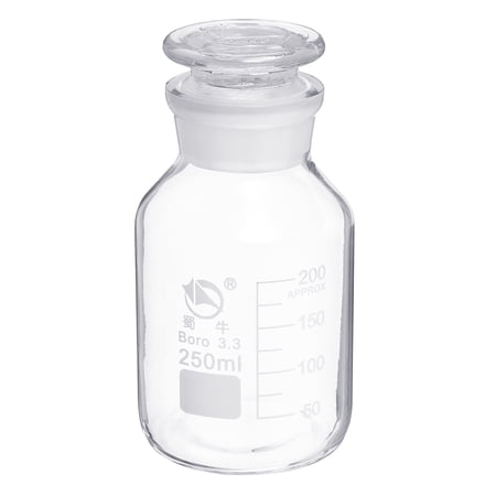Uxcell 250mL Clear Reagent Media Graduated Borosilicate Glass Storage Bottle Clear Cap