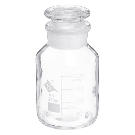 Uxcell 250mL Clear Reagent Media Graduated Glass Storage Bottle Clear Cap