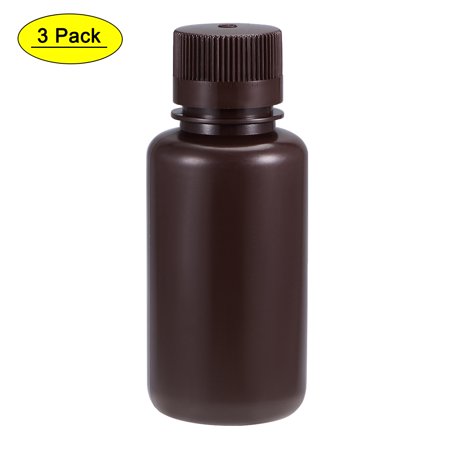 Uxcell 250ml/8.5oz Plastic Small Mouth Lab Reagent Bottle Brown 3 Count