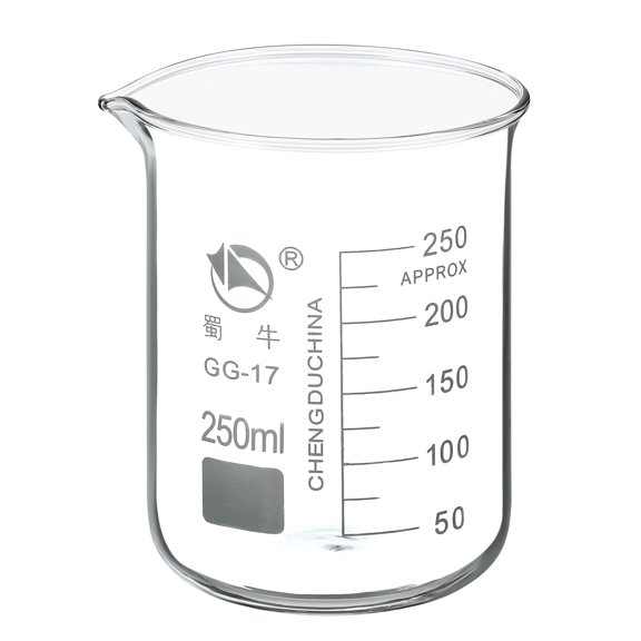 Uxcell 250ml Low Form Glass Beaker, 3.3 Borosilicate Graduated Lab Measuring Cups
