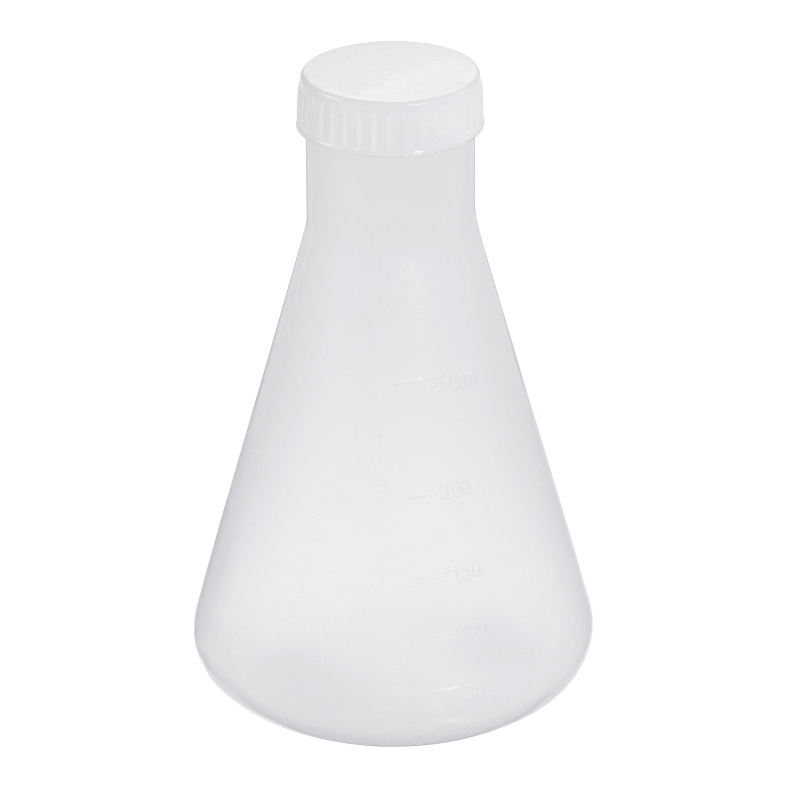 Uxcell 250ml Plastic Erlenmeyer Flask with Screw Caps, 1 Pack Narrow Mouth Conical Flask for