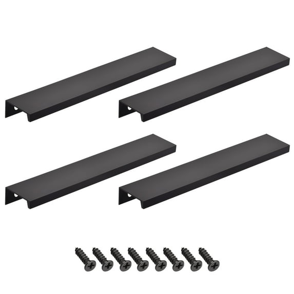 Uxcell 250mm/9.8 inch Aluminum Alloy Furniture Pull Handle Black 4 Pack