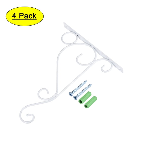 Uxcell 250mmx205mmx16mm Iron Wall Hooks for Hanging Lanterns Lights and Plants White 4 Count