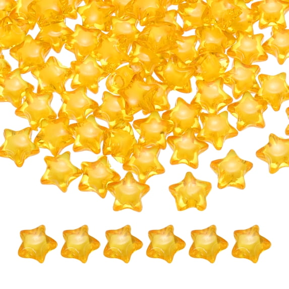Uxcell 250pcs Acrylic Star Beads, 11mm Star-Shaped Pony Loose Spacer Beads for Bracelets Jewelry Making DIY Crafts, Gold