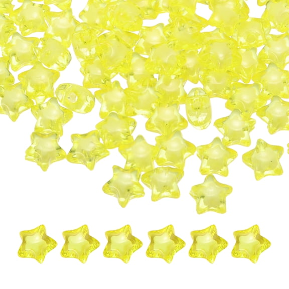 Uxcell 250pcs Acrylic Star Beads, 11mm Star-Shaped Pony Loose Spacer Beads for Bracelets Jewelry Making DIY Crafts, Yellow