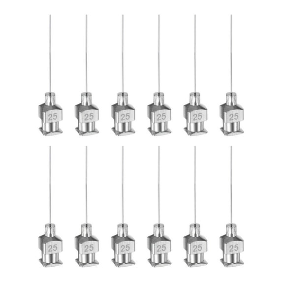 Uxcell 25G Stainless Steel Dispensing Needles, 1" Glue Needle Tube Blunt Tip 12 Pack