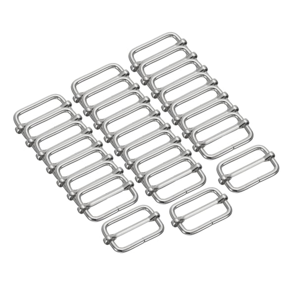 25PCS Metal Slide Adjustable Buckle 1 2/7" Adjuster Webbing Strap Slider for Belt Bags Backpack Replacement Silver