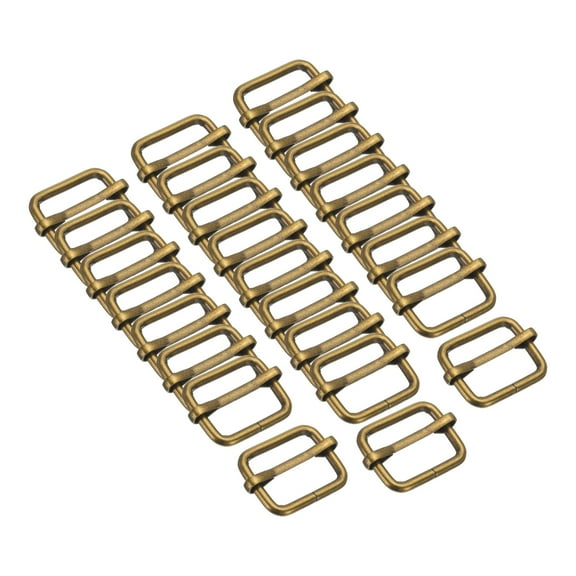 25PCS Metal Slide Adjustable Buckle 1" Adjuster Webbing Strap Slider for Belt Bags Backpack Replacement Bronze
