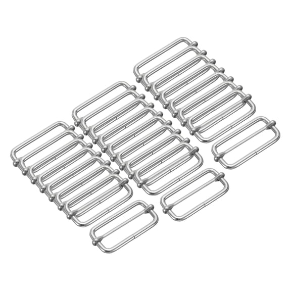 25PCS Metal Slide Adjustable Buckle 2" Adjuster Webbing Strap Slider for Belt Bags Backpack Replacement Silver