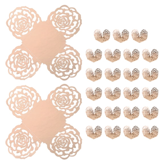 Uxcell 25PCS Truffle Wrappers, 4 Inch Mirror Paper Chocolate Candy Wrappers Rose Hollow Out Dessert Tray Square Baking Cups for Wedding Birthday Party Dessert Shops, Rose Gold