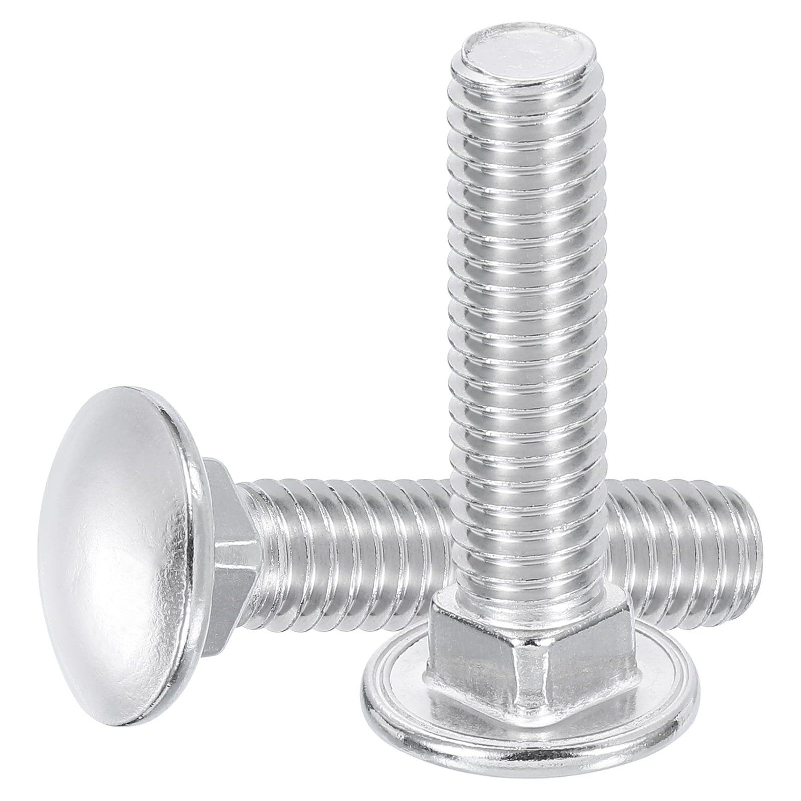 Uxcell 25Pack 3/8"-16x2-1/2" Stainless Steel Carriage Bolts Round Head Square Neck, Silver