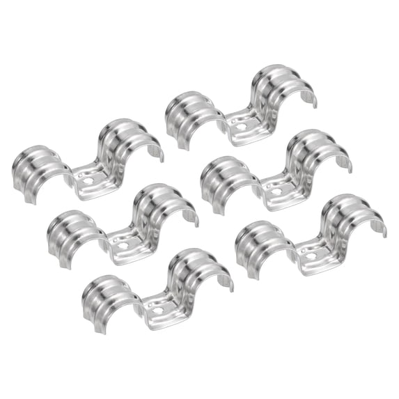 Uxcell 25Pack 5/8 Inch Stainless Steel Double Line Clamps One Hole ...