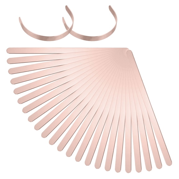 Uxcell 25Pack Bracelet Blanks, 3/8 x 6" Copper Cuff Bangle Blanks (Rose Gold, 1mm T)