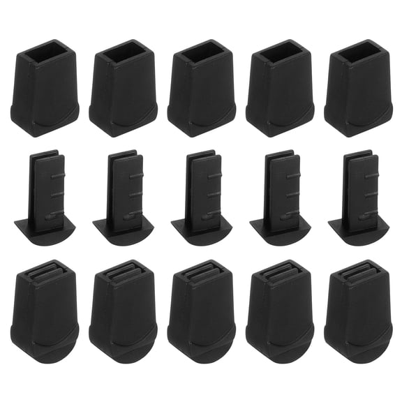 Uxcell 25Pack Plastic Flat Bell End Stoppers, Cord Ends Lock with Lid for Clothes Backpack Drawstring, Black