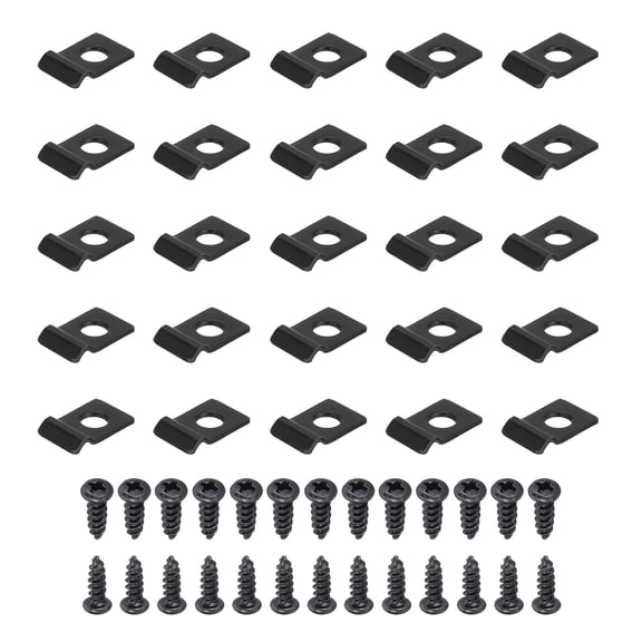 Uxcell 25Pcs 2mm(1/16") One Hole Pipe Strap, Rigid U Brackets Conduit Clamp Heavy Duty Carbon Steel Pipe Strap Clip with Self-Tapping Screws for Fixing Tube Cable Wire Cord, Black