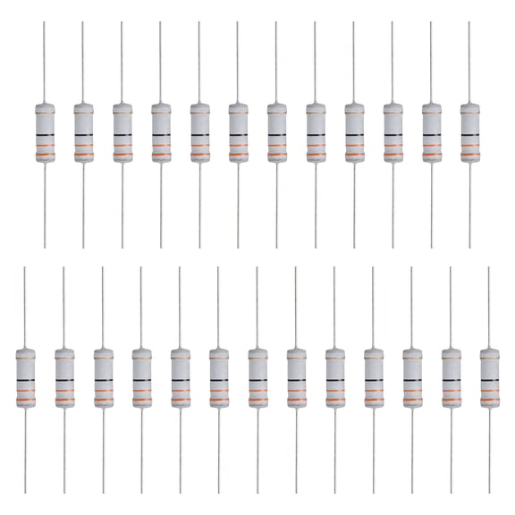 Uxcell 25Pcs 33 Ohm Resistor, 3 Watts 5% Tolerance Metal Oxide Film Resistor Axial Flame Proof for DIY Electronic Projects Circuits Experiments