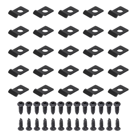 Uxcell 25Pcs 3mm(1/8") One Hole Pipe Strap, Rigid U Brackets Conduit Clamp Heavy Duty Carbon Steel Pipe Strap Clip with Self-Tapping Screws for Fixing Tube Cable Wire Cord, Black