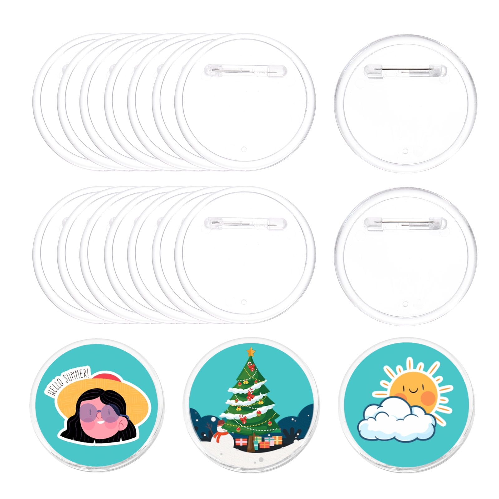 Uxcell 25Pcs Acrylic Sewing Buttons Pin Clear 2.17" Button Maker Badges for DIY Crafts