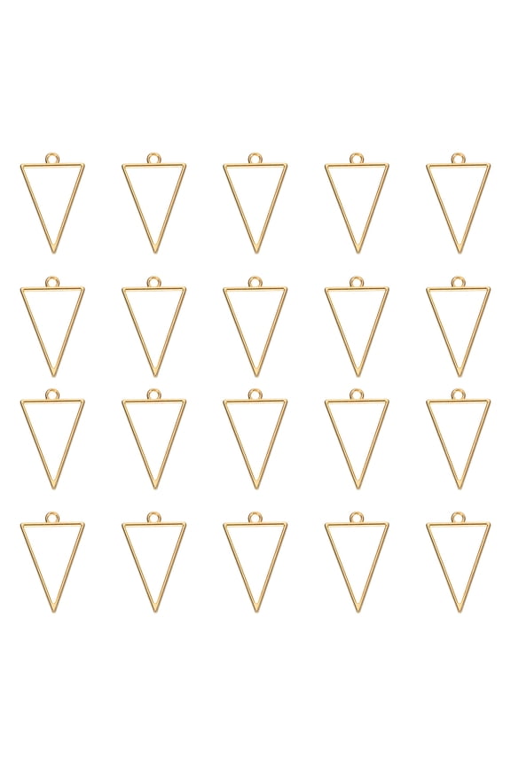 25Pcs Alloy Open Bezel Pendants, Triangle Hollow Frame Pendant Geometric Open Back Frame Pendant, Rose Gold Tone