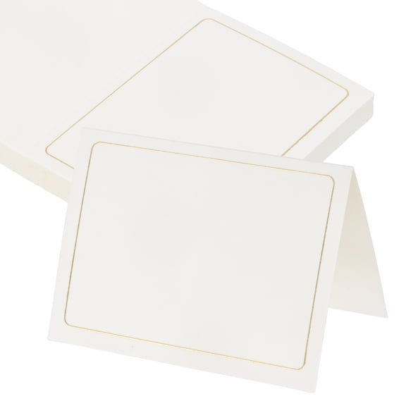 Uxcell 25Pcs Blank Cards, 5.5" x 3.7" Blank Folded Cardstock Greeting Card with Gold Foil Border for Wishes Gift Wedding Graduation Birthday DIY Craft Invitations, White