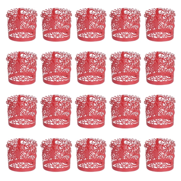 Uxcell 25Pcs Candle Wraps Decorate Tea Light Wrap for Party Decoration, Pearl Red