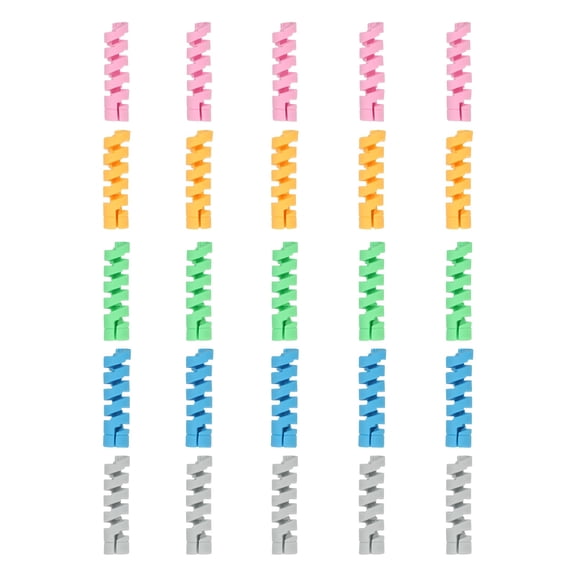 Uxcell 25Pcs Charger Cord Protectors, Flexible Rubber Spiral Cord Protector for Phone Charger Headphone Laptop, Gray, Green, Blue, Pink, Yellow